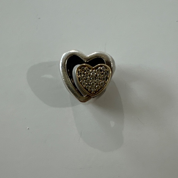 Auth NEW Pandora S925 ALE & 14K Gold Joined Together Charm W/ Clear Zirconia - Picture 9 of 9